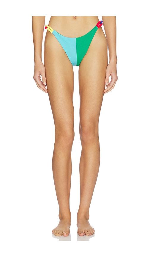 Nau Bikinis Link Strap Bikini Bottom in Green,Blue by NAU BIKINIS