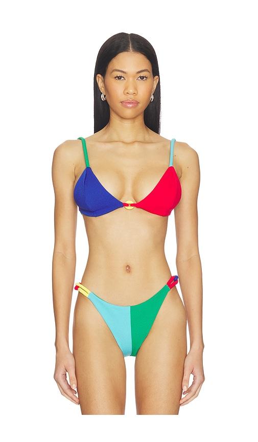 Nau Bikinis Link Strap Triangle Bikini Top in Red,Blue by NAU BIKINIS