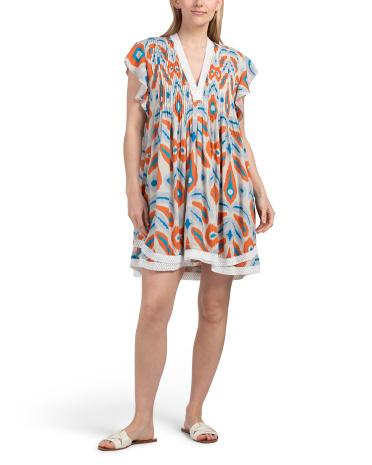 Flutter Sleeve Mini Dress For Women, Cotton by NAVY BLEU