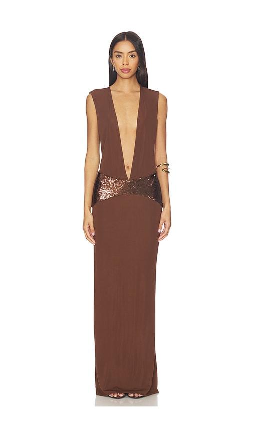 NBD Allona Gown in Brown by NBD