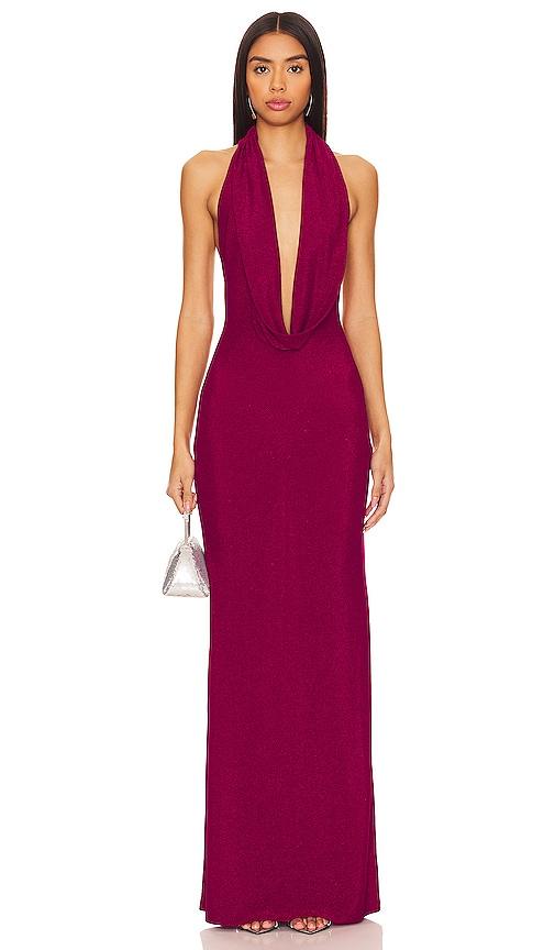 NBD Antoinette Draped Gown in Fuchsia by NBD