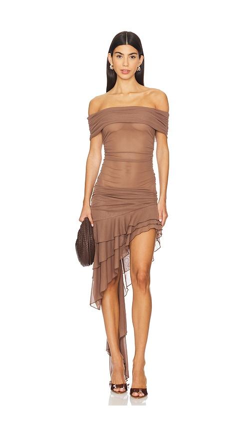 NBD Fernanda High Low Dress in Brown by NBD