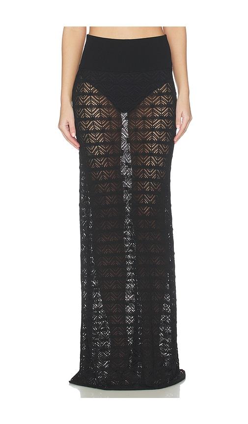 NBD Kyriah Pointelle Maxi Skirt in Black by NBD