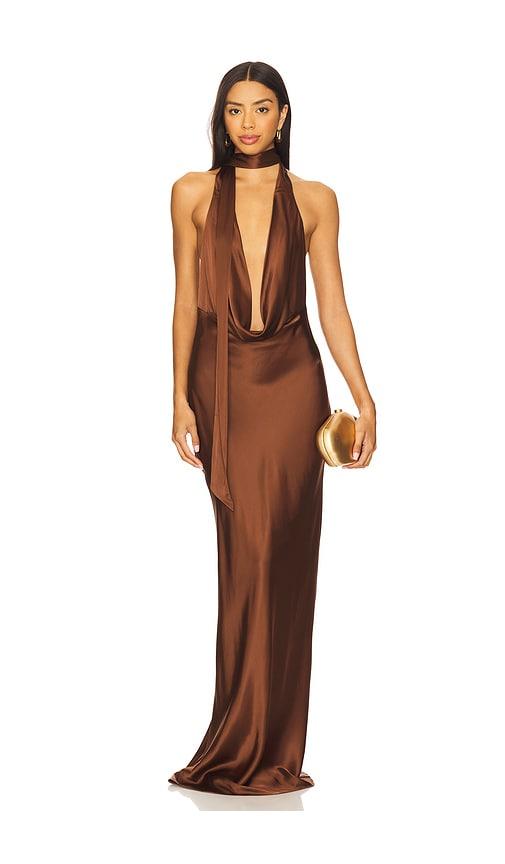 NBD Naila Gown in Brown by NBD