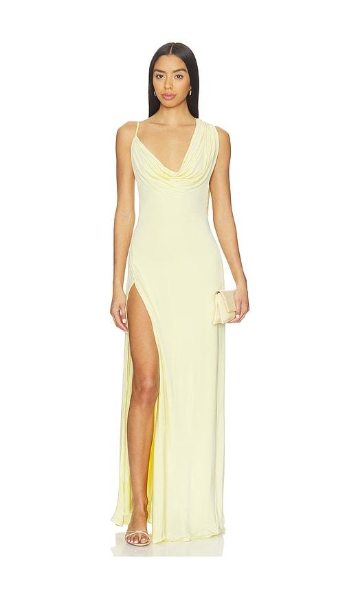 NBD Tessa Draped Shoulder Maxi Dress in Yellow by NBD