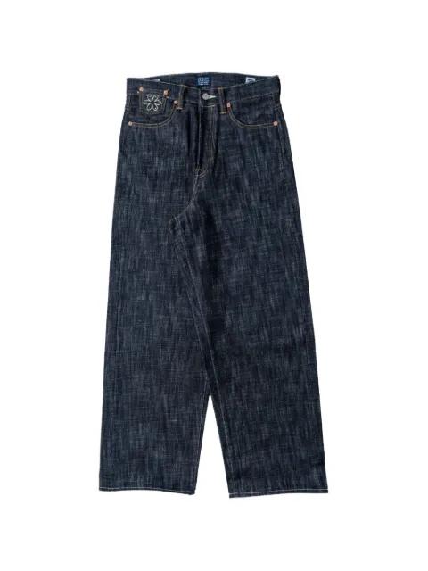 Kanpai! embroidered wide-leg jeans by NBDN DENIM