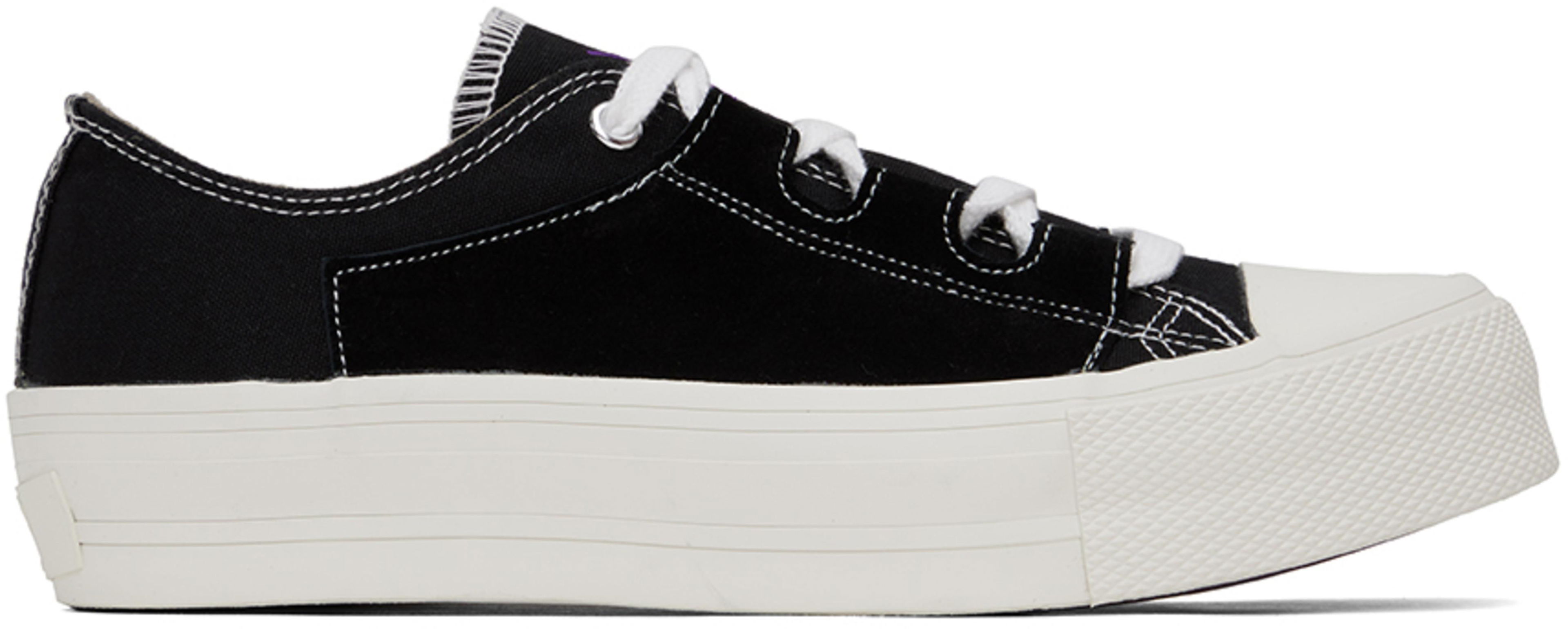 Black Asymmetric Ghillie Sneakers by NEEDLES