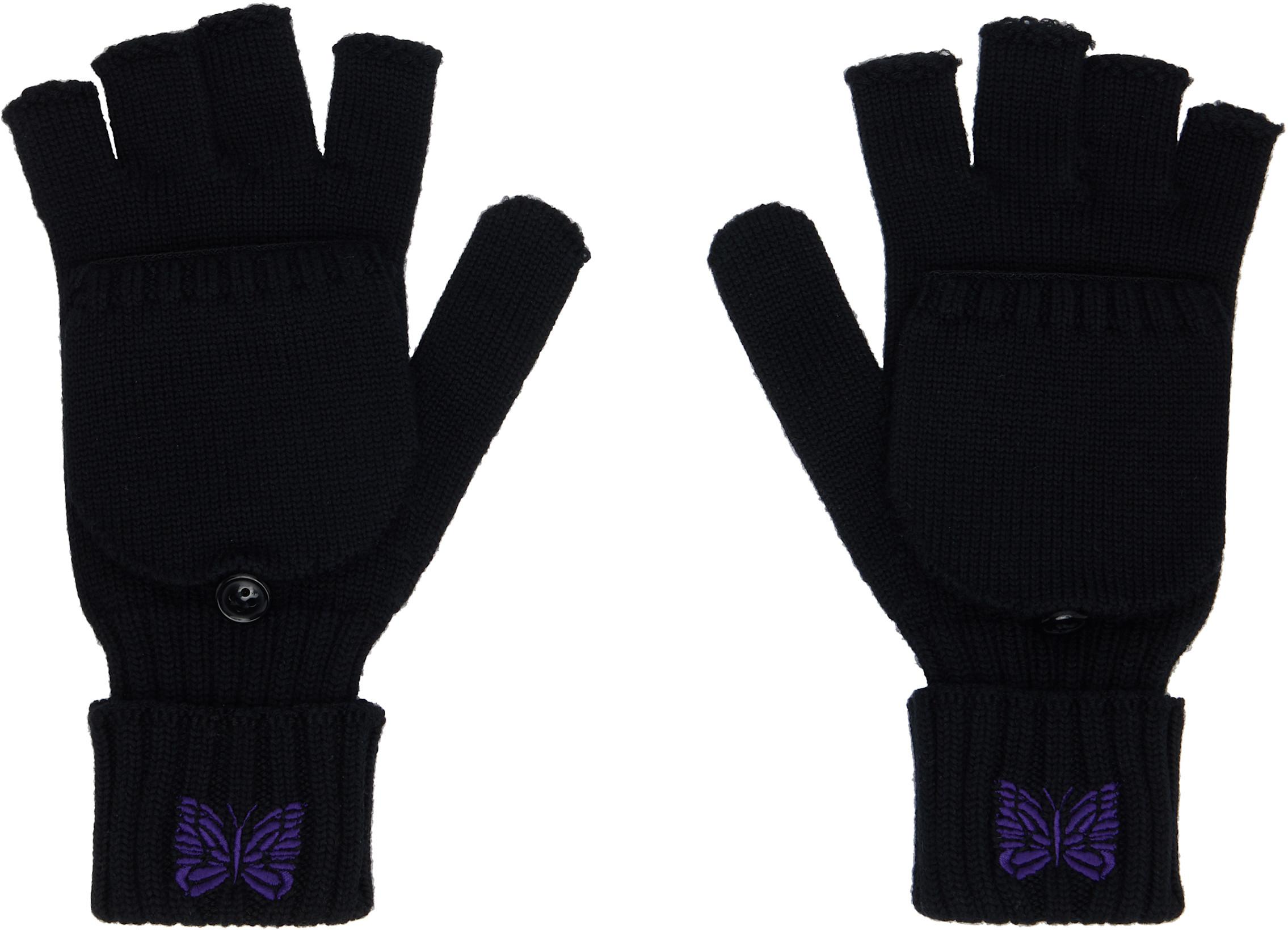 Black Convertible Gloves by NEEDLES