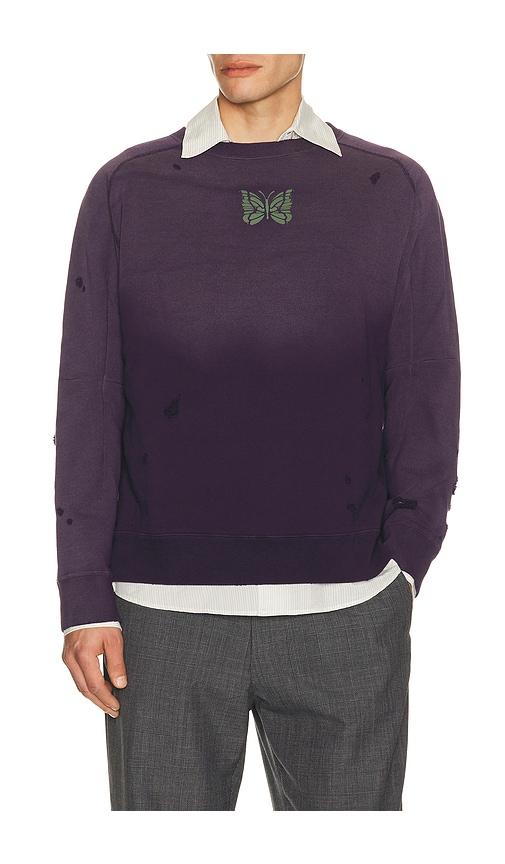 Needles Deconstructed Sweatshirt in Purple by NEEDLES