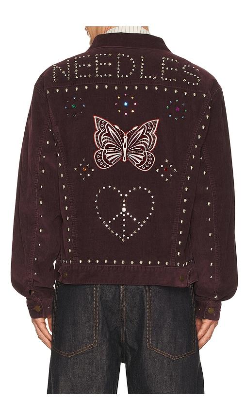 Needles Studded Jean Jacket 14W Corduroy in Burgundy by NEEDLES