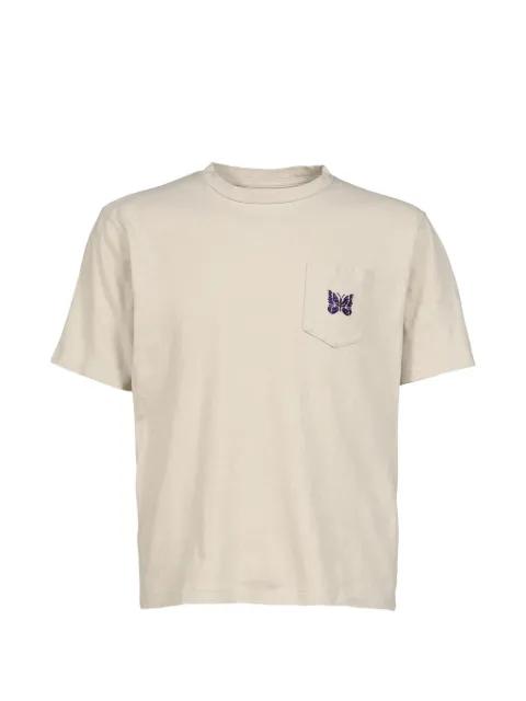 Papillon-embroidered pocket T-shirt by NEEDLES