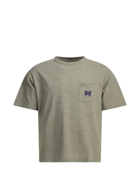 Papillon-embroidered pocket T-shirt by NEEDLES