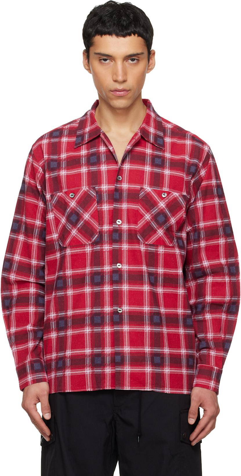 Red One-Up Printed Flannel Shirt by NEEDLES