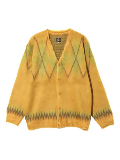 argyle buttoned cardigan by NEEDLES