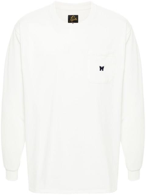 butterfly-embroidered T-shirt by NEEDLES