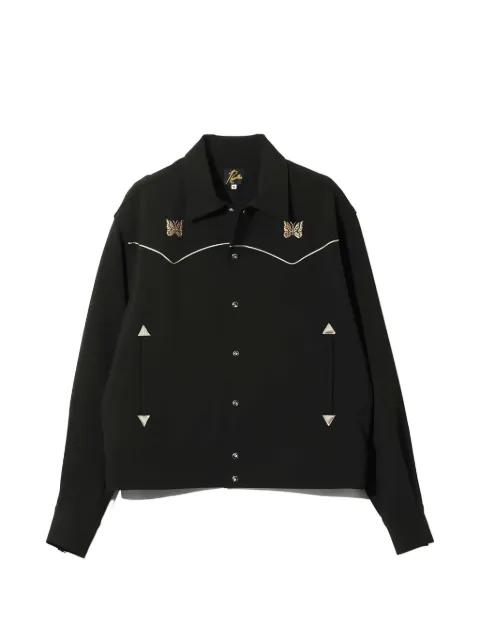 butterfly-embroidered piped jacket by NEEDLES