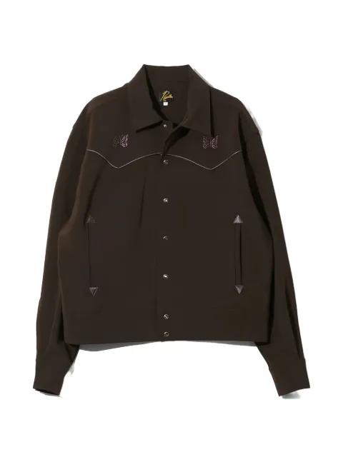 butterfly-embroidered piped jacket by NEEDLES