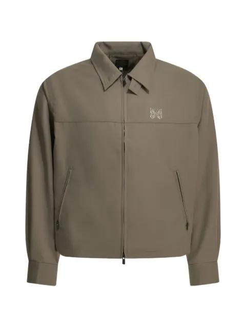 butterfly-embroidered zip-up jacket by NEEDLES