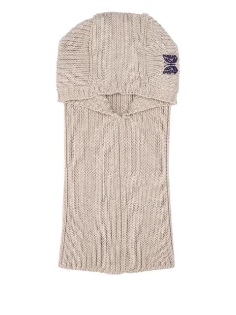 embroidered-butterfly rib-knit balaclava by NEEDLES embroidered-butterfly rib-knit balaclava by NEEDLES