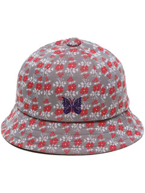 logo-embroidered flower-print bucket hat by NEEDLES