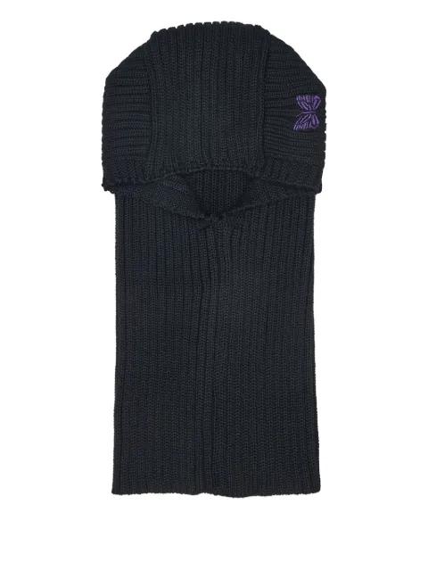 logo-embroidered ribbed balaclava by NEEDLES