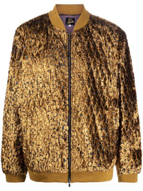metallic velvet bomber jacket by NEEDLES
