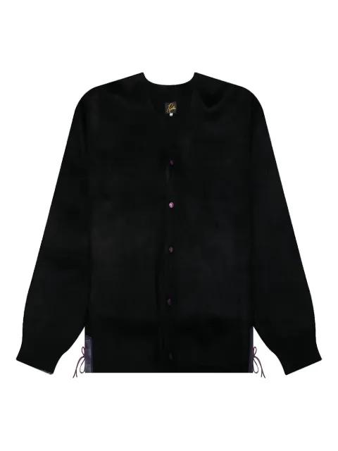 mohair leather-patch cardigan by NEEDLES