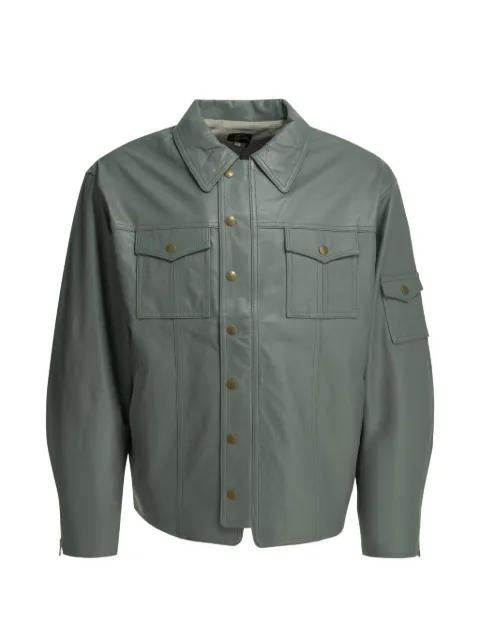 multi-pocket leather jacket by NEEDLES