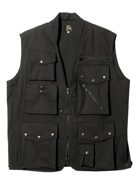 multi-pocket zip-up vest by NEEDLES