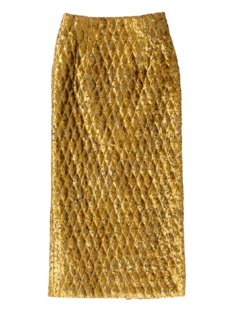 quilted velvet pencil skirt by NEEDLES