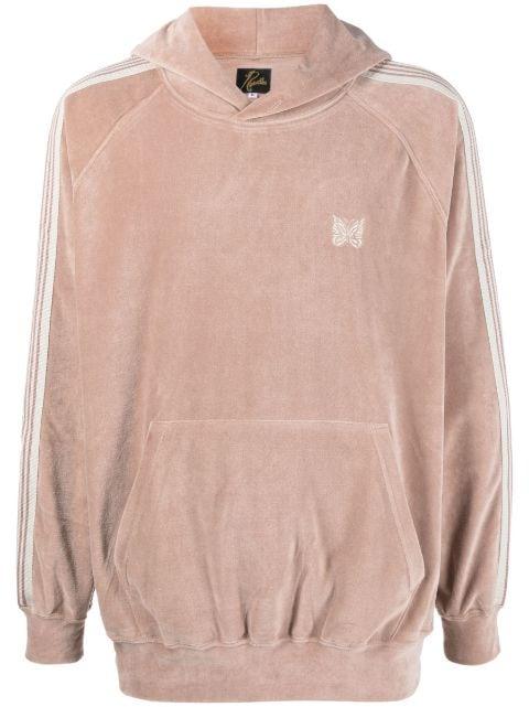 side-stripe velour hoodie by NEEDLES