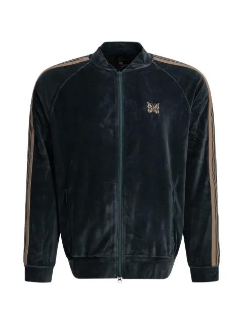 velour side-stripe sweater by NEEDLES