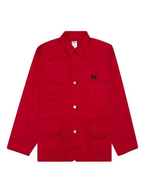 x Smith's butterfly-embroidered shirt jacket by NEEDLES