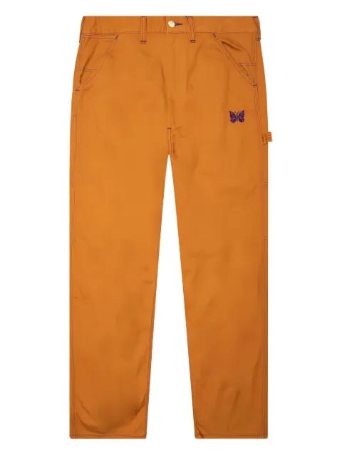 x Smith's butterfly-embroidered twill trousers by NEEDLES