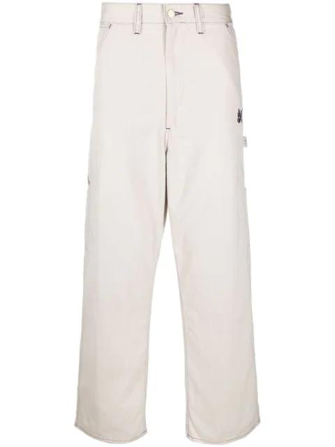 x Smith's butterfly-embroidered wide-leg trousers by NEEDLES