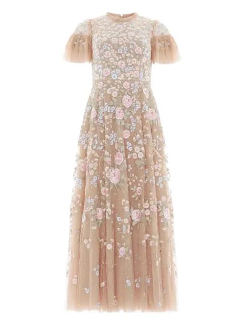 Antoinettes embroidered-sequins ruffled midi dress by NEEDLE&THREAD