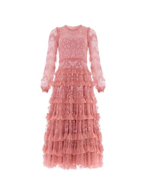 Blossom ruffled lace maxi dress by NEEDLE&THREAD