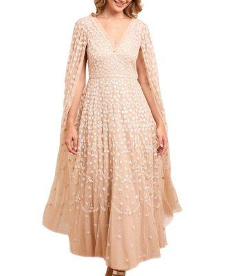 Clover Cape Sleeve Ankle Gown by NEEDLE&THREAD