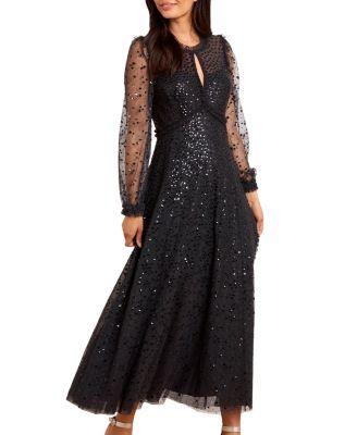 Dappled Sequin Long Sleeve Ankle Gown by NEEDLE&THREAD
