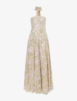 Dream Garland Floral-Sequinned Mesh Gown by NEEDLE&THREAD