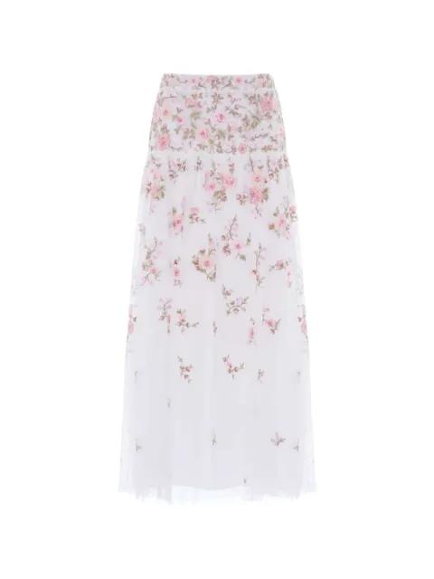 Eden Rose embroidered midi skirt by NEEDLE&THREAD