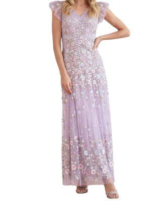 Ethereal Blooms Short Sleeve Ankle Gown by NEEDLE&THREAD