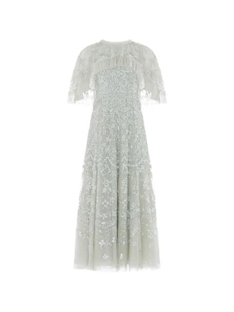Freya sequin-embellished cape gown by NEEDLE&THREAD