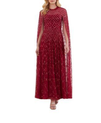 Heart Lattice Cape Ankle Gown by NEEDLE&THREAD