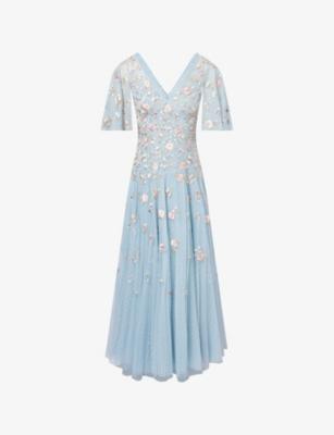 Mayflower V-Neck Cape Tulle Gown by NEEDLE&THREAD