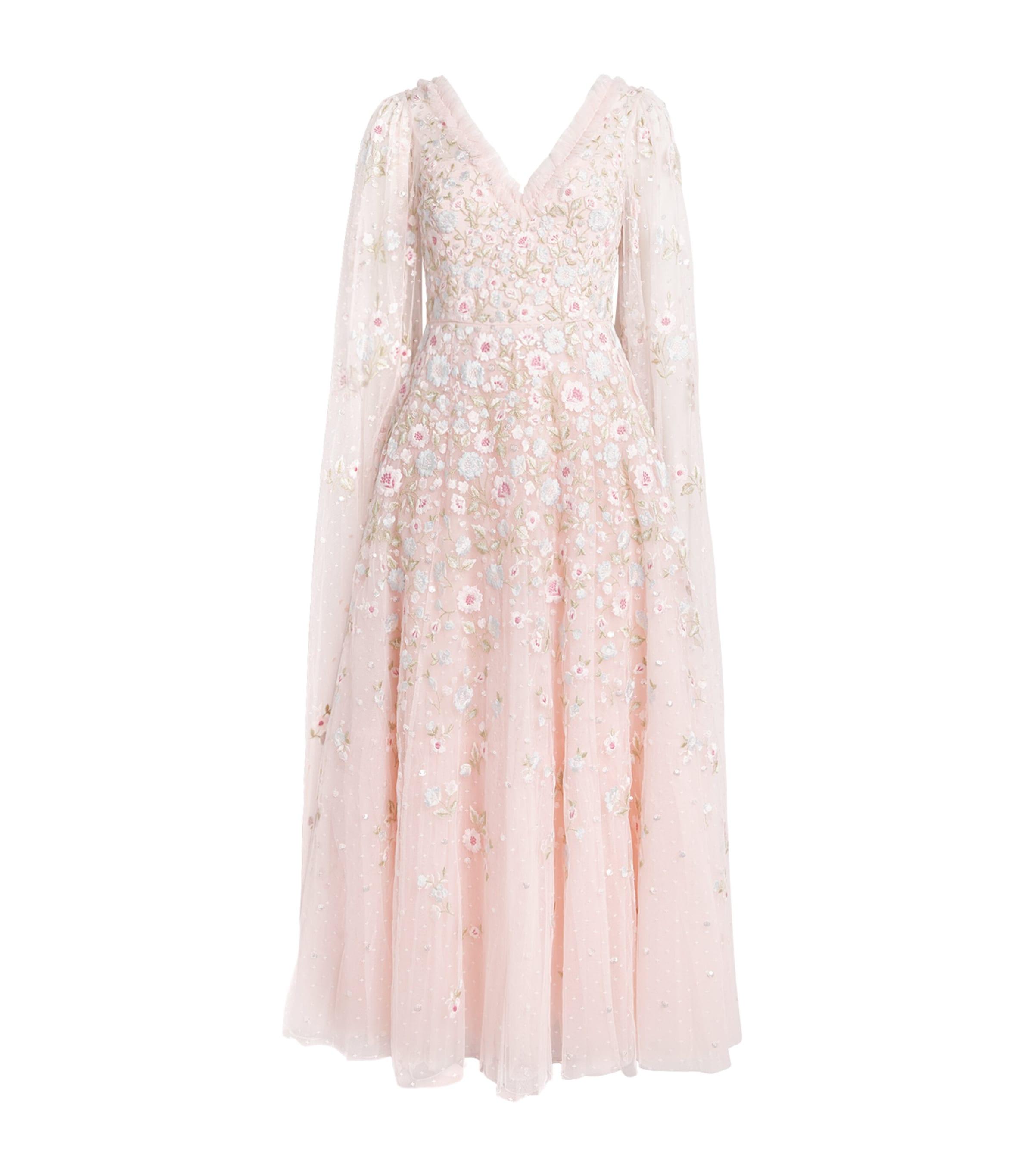 Needle & Thread Cape-Detail Ethereal Blooms Maxi Dress by NEEDLE&THREAD