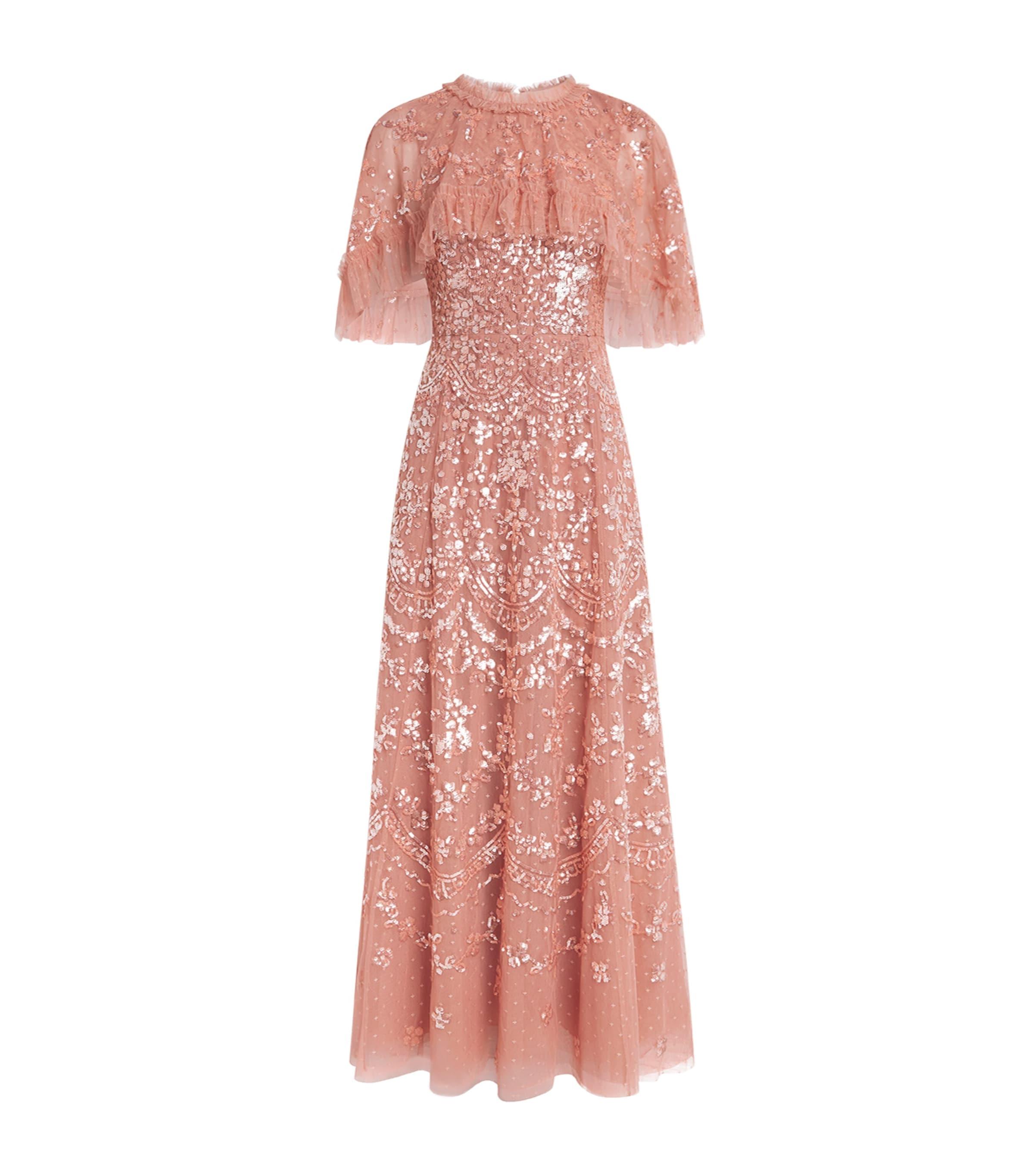 Needle & Thread Tulle Embellished Freya Cape Gown by NEEDLE&THREAD