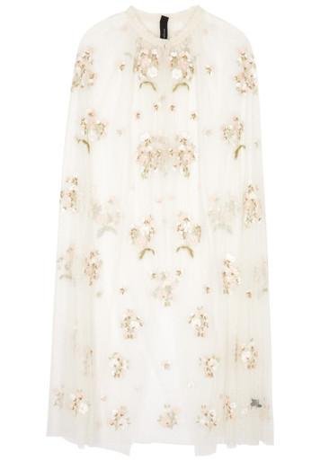 Posy floral-embroidered tulle cape by NEEDLE&THREAD