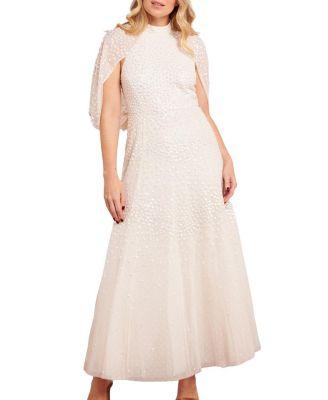 Scallop Sequin Cape Ankle Gown by NEEDLE&THREAD