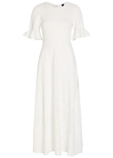 Scalloped pointelle-knit gown by NEEDLE&THREAD